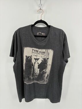 Bears Catching Fish Tyee Club Graphic Men's Tee - Charcoal